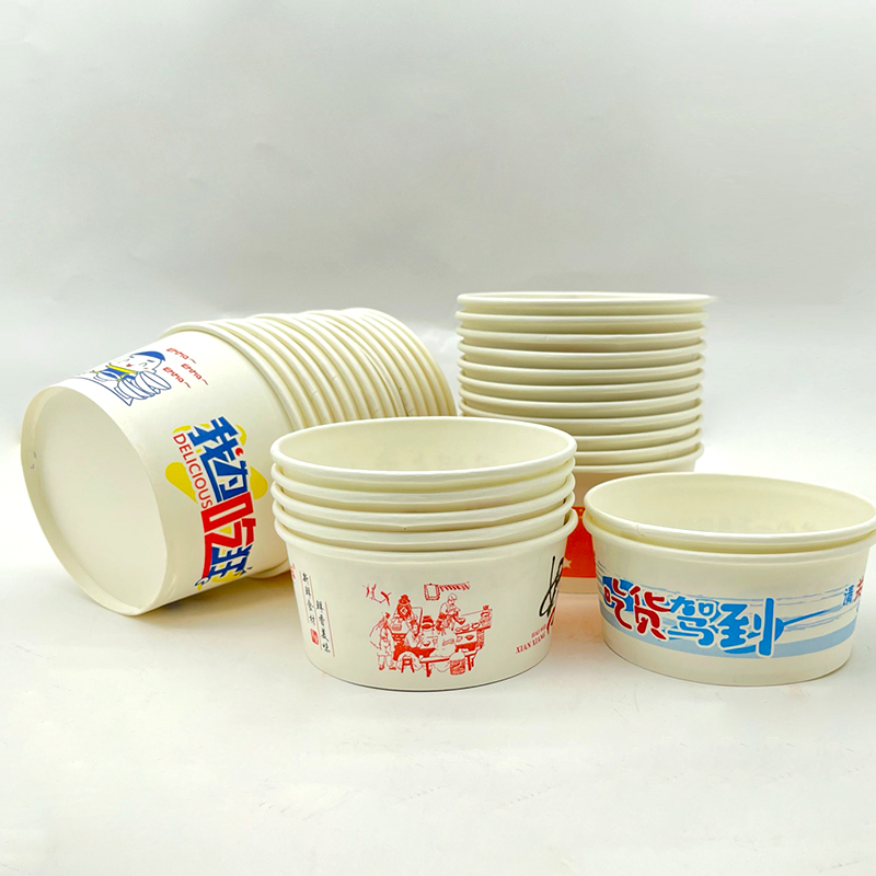 纸碗 一次性中号碗的实用之选——商用凉皮打包、快餐汤碗、餐具万能适配